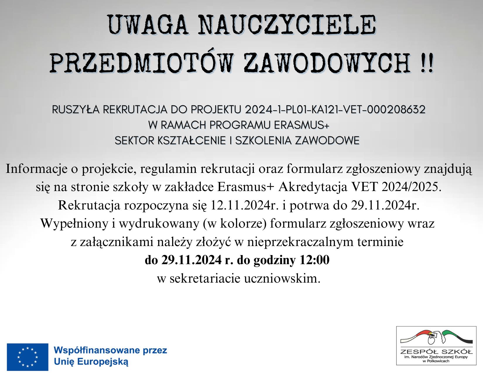 Rekrutacja nauczyciele VET