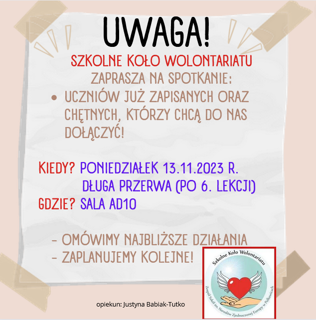 SZKOLNE KOŁO WOLONTARIATU